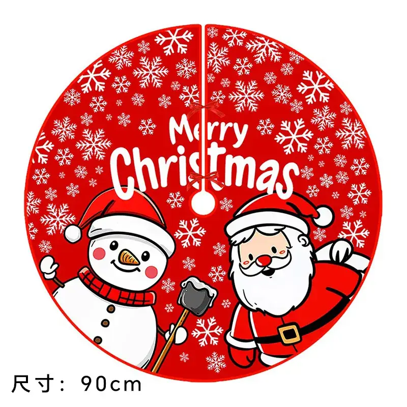 Christmas Tree Skirt Decor 90cm Red Plaid - Image 20