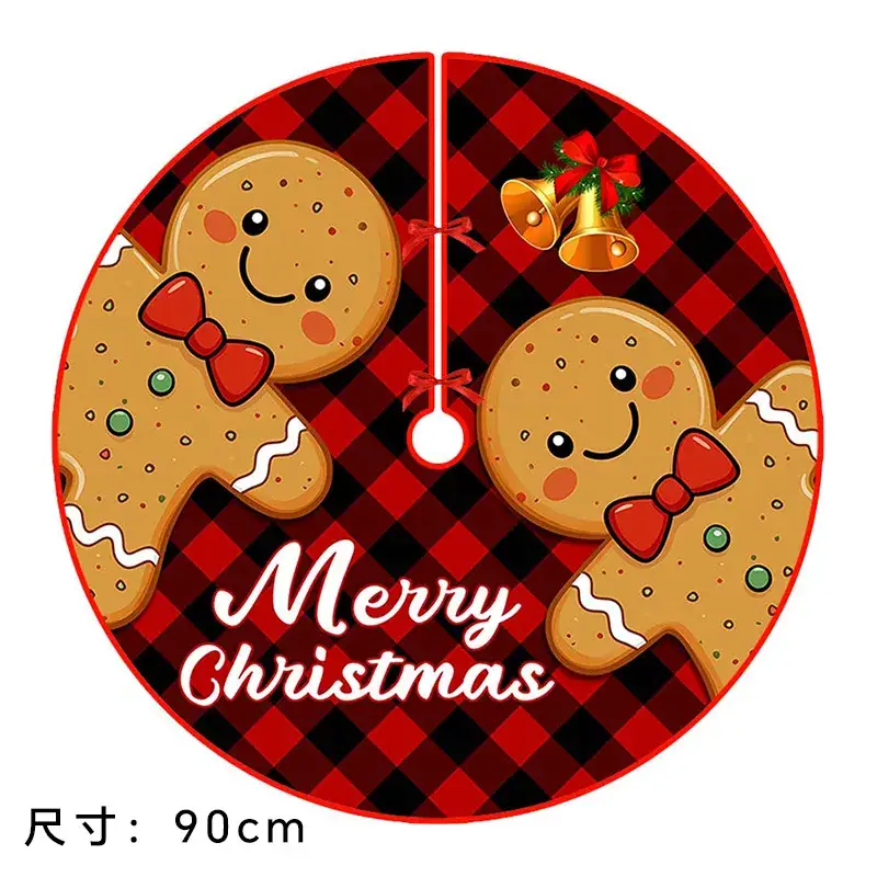 Christmas Tree Skirt Decor 90cm Red Plaid - Image 21