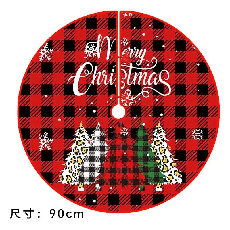 Christmas Tree Skirt Decor 90cm Red Plaid - Image 3