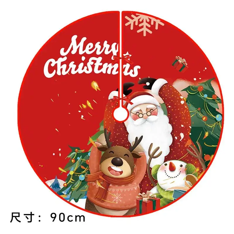 Christmas Tree Skirt Decor 90cm Red Plaid - Image 5