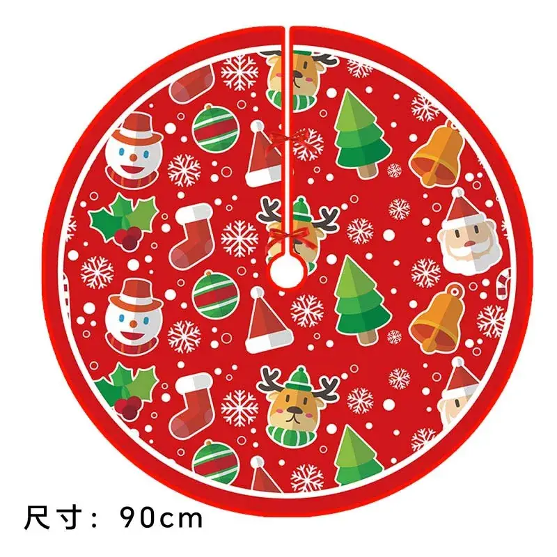 Christmas Tree Skirt Decor 90cm Red Plaid - Image 6