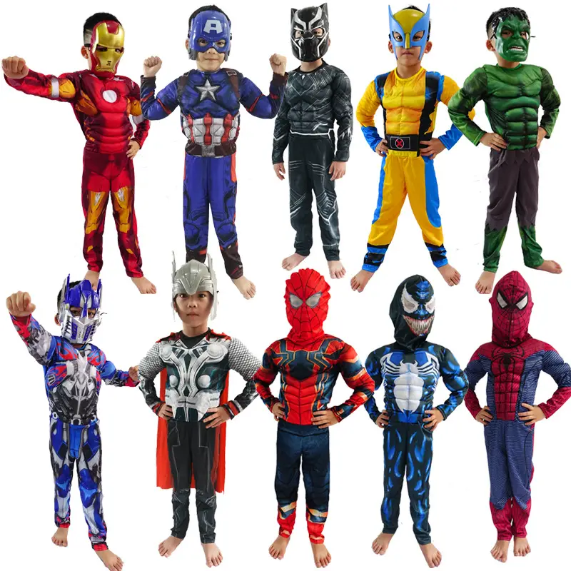 Halloween Avengers Iron Man Captain America Superman Spider-Man Hulk Children Muscle Costume