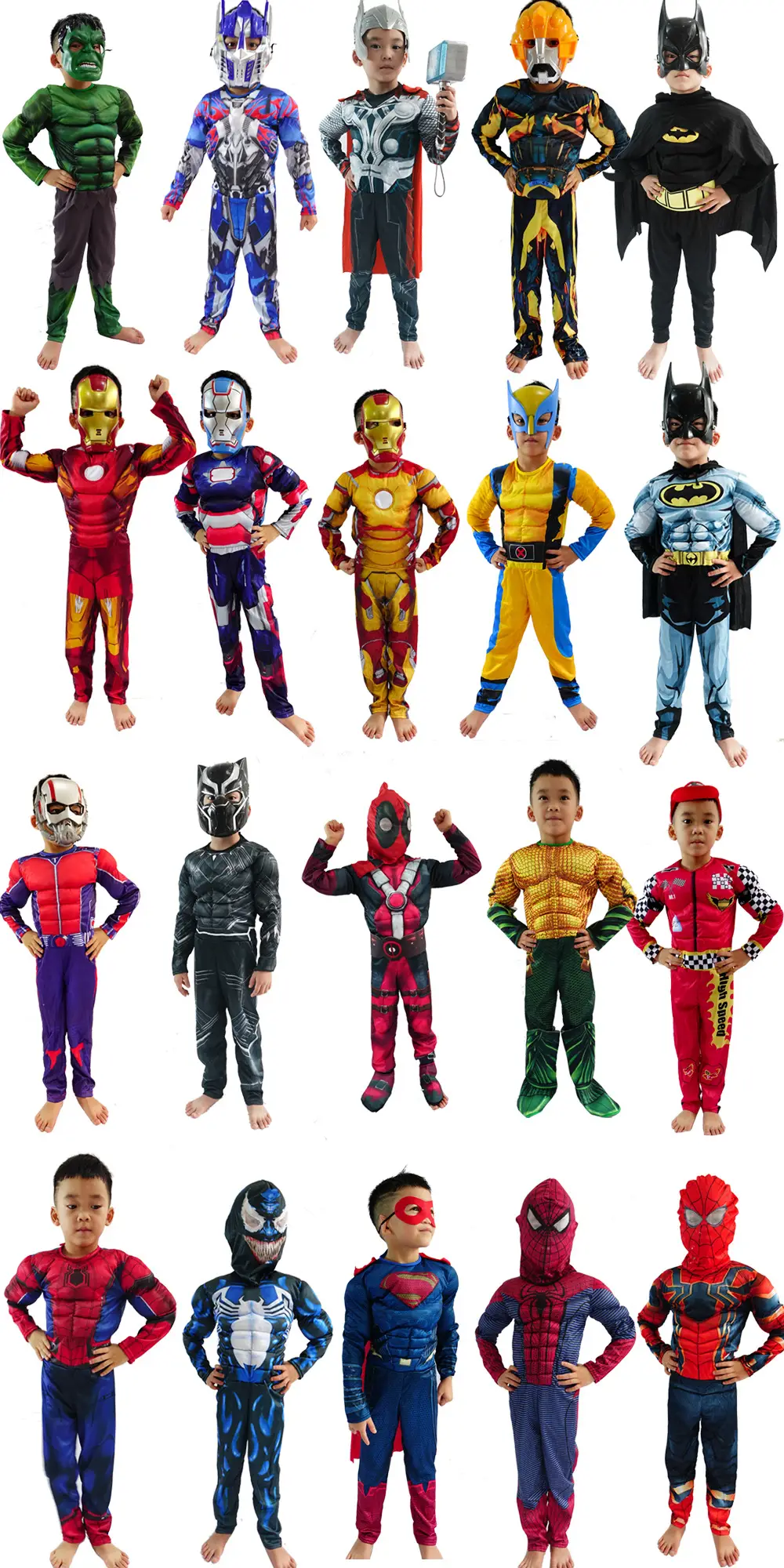 Halloween Avengers Iron Man Captain America Superman Spider-Man Hulk Children Muscle Costume — feature 20