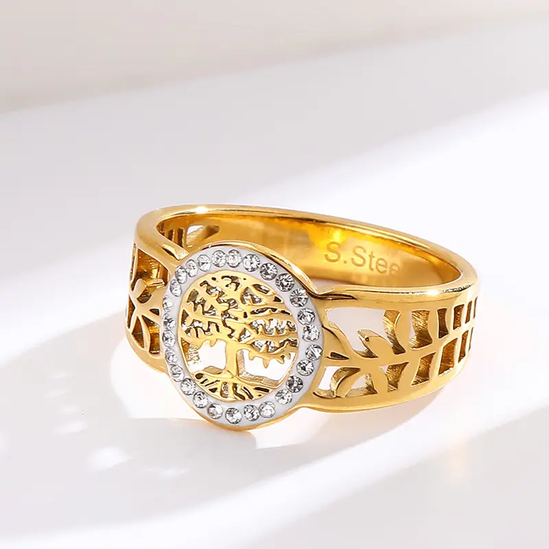 Cross-Border Hollow Ring Gold Silver Color-Preserving European American Fashion