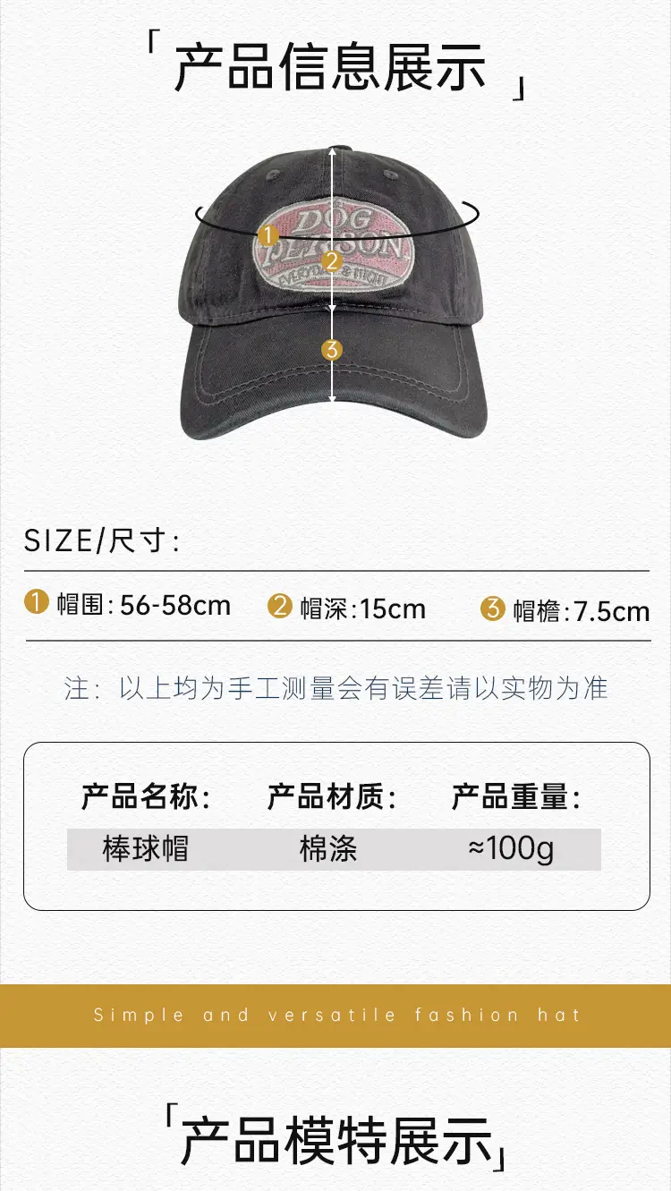 Dog Person Baseball Cap for Men Women Dark Gray — feature 24