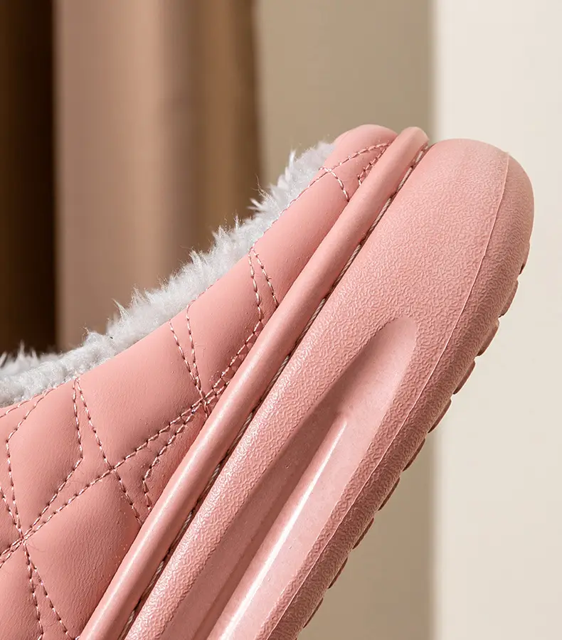 Women Winter Waterproof Cotton Slippers Pu Leather Warm Indoor — feature 11