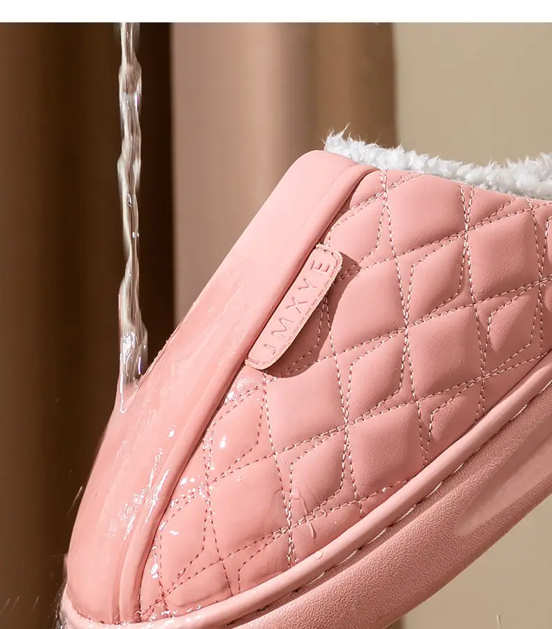 Women Winter Waterproof Cotton Slippers Pu Leather Warm Indoor — feature 14