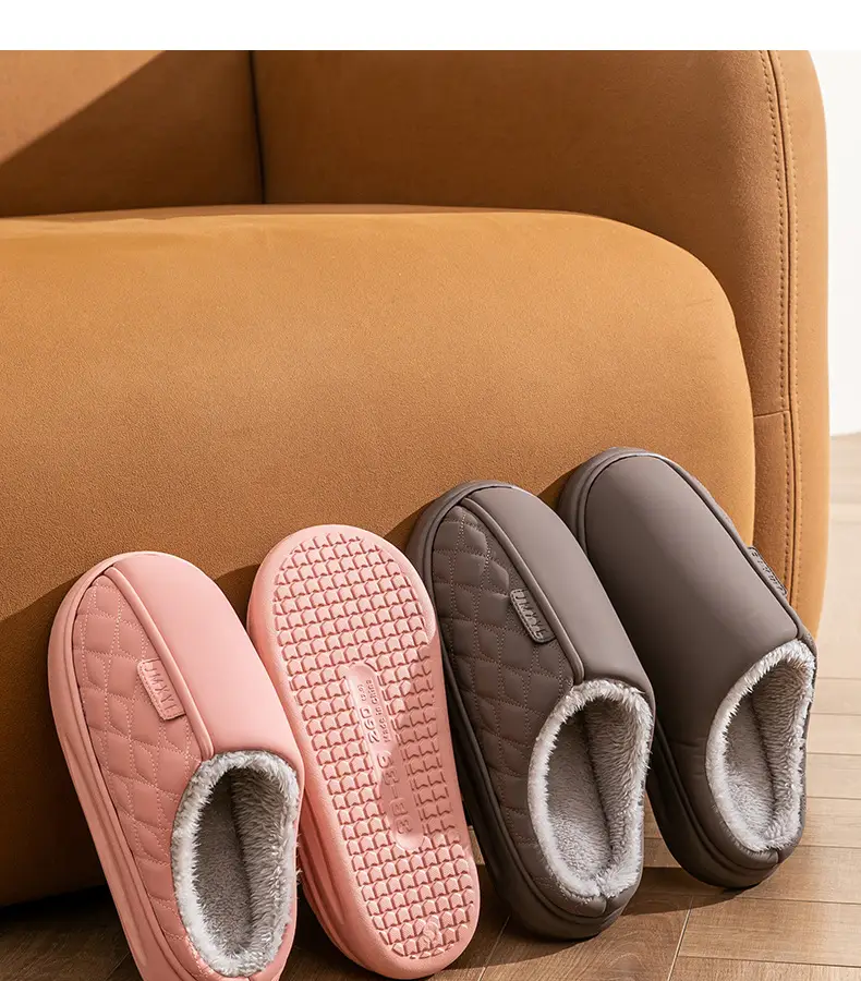 Women Winter Waterproof Cotton Slippers Pu Leather Warm Indoor — feature 18