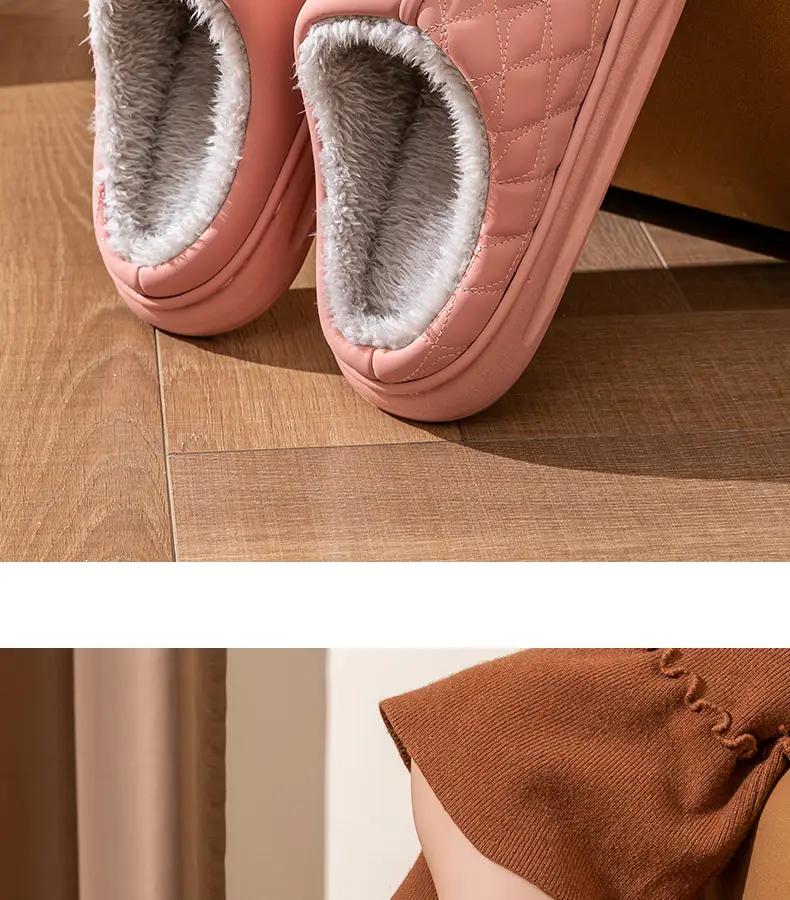Women Winter Waterproof Cotton Slippers Pu Leather Warm Indoor — feature 24