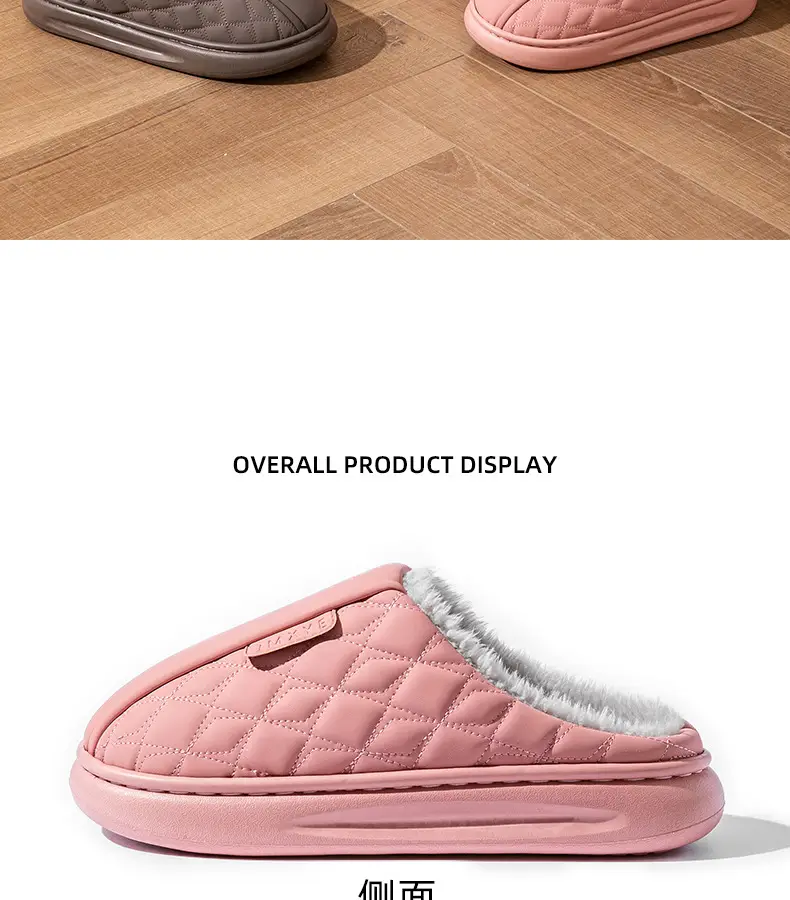 Women Winter Waterproof Cotton Slippers Pu Leather Warm Indoor — feature 27