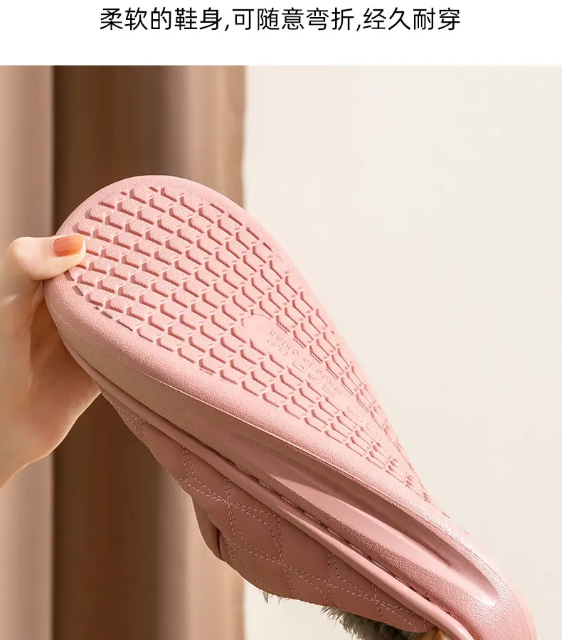Women Winter Waterproof Cotton Slippers Pu Leather Warm Indoor — feature 8