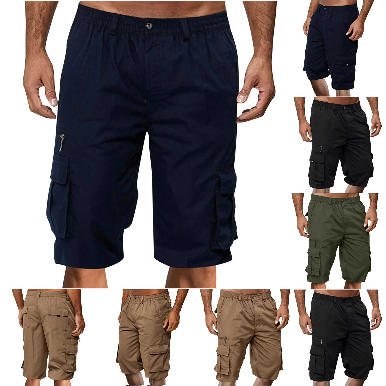 Men's Green Cargo Shorts Cross-border Casual Sports — feature 3