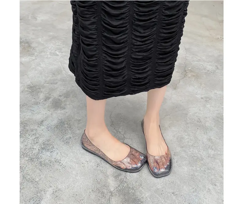 Women's Square Toe Jelly Flat Sandals European American Ins โ feature 21