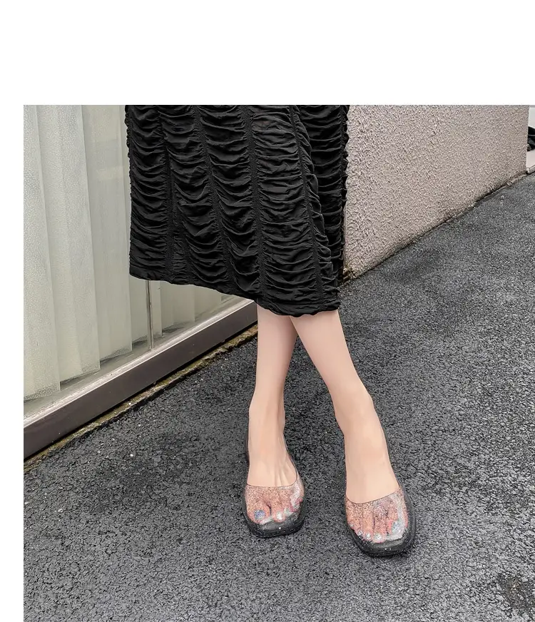 Women's Square Toe Jelly Flat Sandals European American Ins โ feature 23