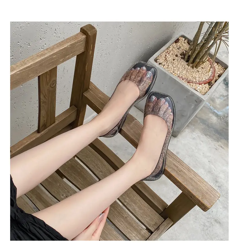 Women's Square Toe Jelly Flat Sandals European American Ins โ feature 24