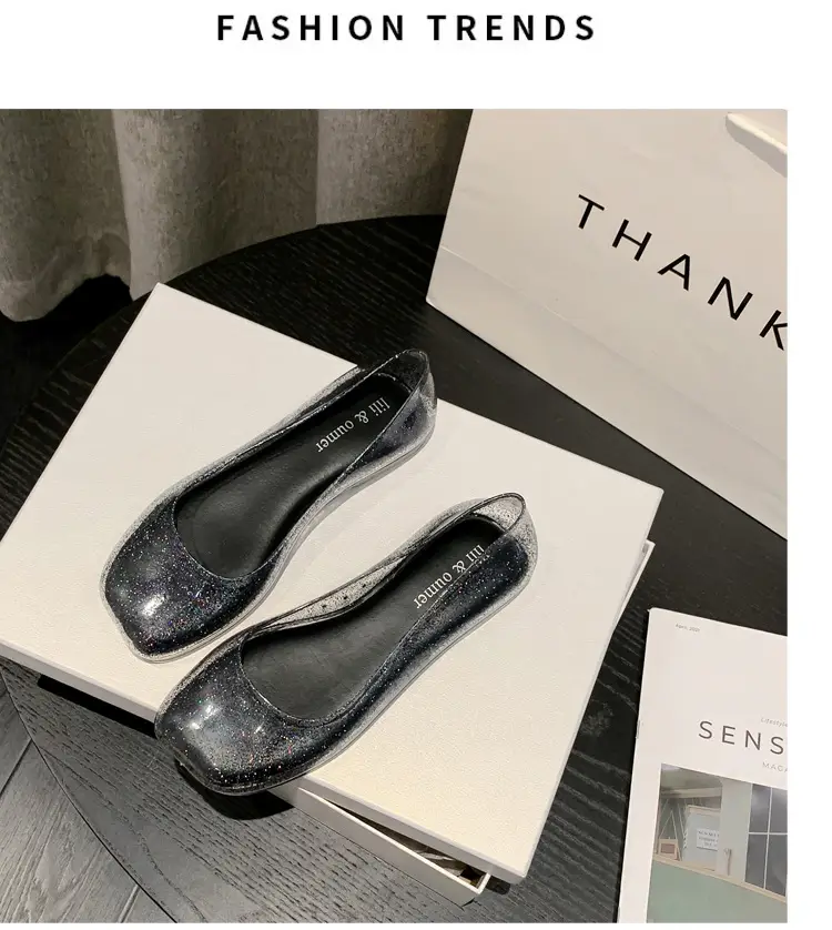Women's Square Toe Jelly Flat Sandals European American Ins โ feature 40