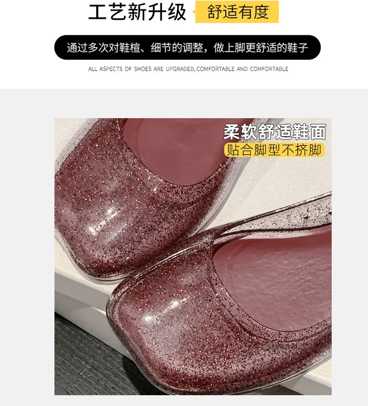 Women's Square Toe Jelly Flat Sandals European American Ins โ feature 9