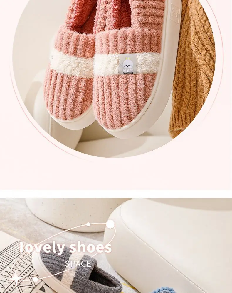 Bug Rabbit Thick-soled Cotton Slippers Women's Bag Heel Winter Warm Cold-proof Home Outer Wear fleece-lined Winter Cotton Shoes for Men — feature 4