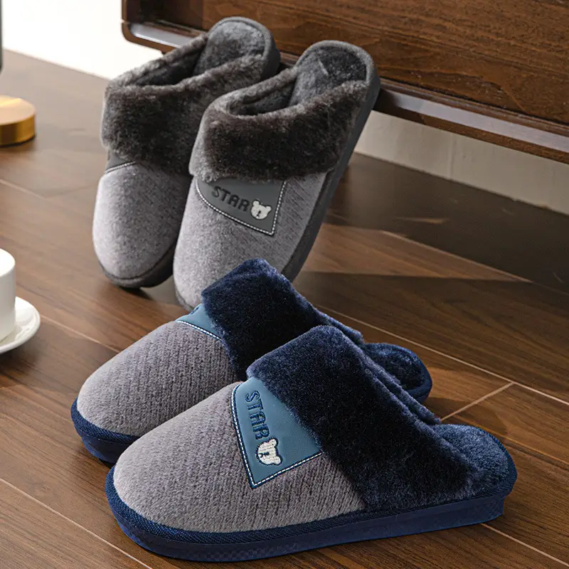 Men's Cotton Slippers with Thick Soles for Home Use, Non-Slip, Wear-Resistant, Fleece-Lined, Warm, Outdoor Couple Slippers, Wholesale with Heel Cover - Image 5