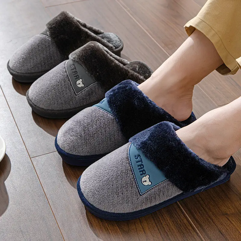 Men's Cotton Slippers with Thick Soles for Home Use, Non-Slip, Wear-Resistant, Fleece-Lined, Warm, Outdoor Couple Slippers, Wholesale with Heel Cover - Image 6