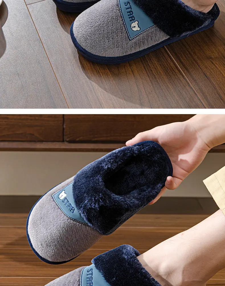 Men's Cotton Slippers with Thick Soles for Home Use, Non-Slip, Wear-Resistant, Fleece-Lined, Warm, Outdoor Couple Slippers, Wholesale with Heel Cover — feature 12
