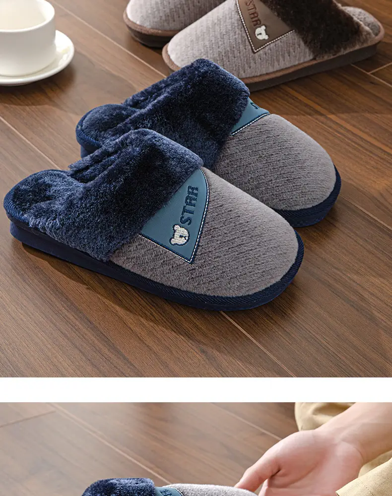 Men's Cotton Slippers with Thick Soles for Home Use, Non-Slip, Wear-Resistant, Fleece-Lined, Warm, Outdoor Couple Slippers, Wholesale with Heel Cover — feature 14