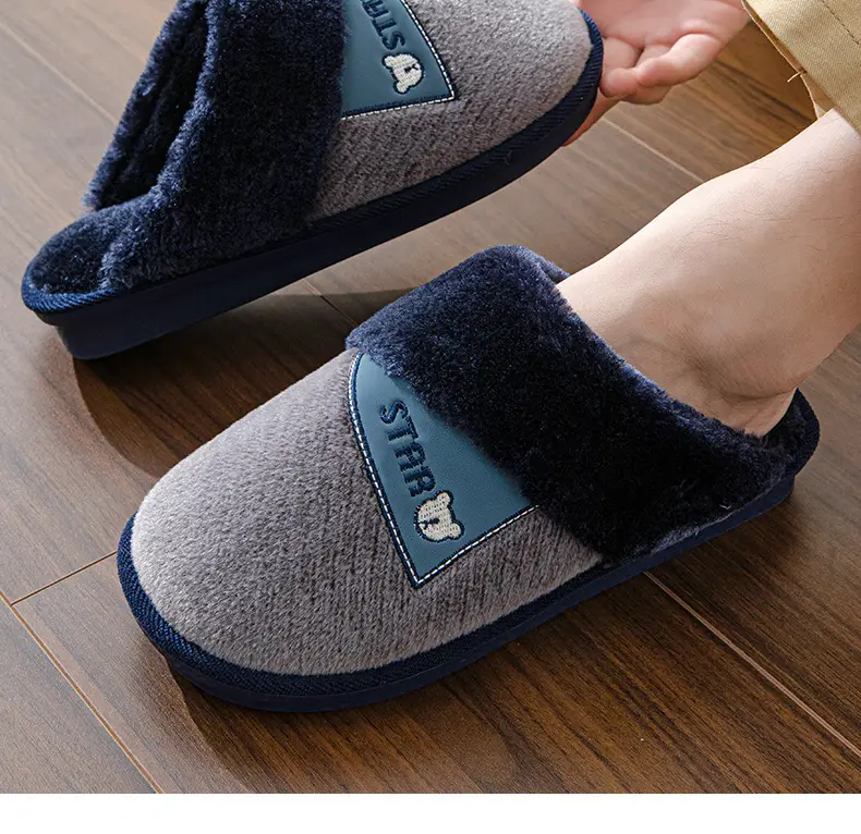 Men's Cotton Slippers with Thick Soles for Home Use, Non-Slip, Wear-Resistant, Fleece-Lined, Warm, Outdoor Couple Slippers, Wholesale with Heel Cover — feature 15