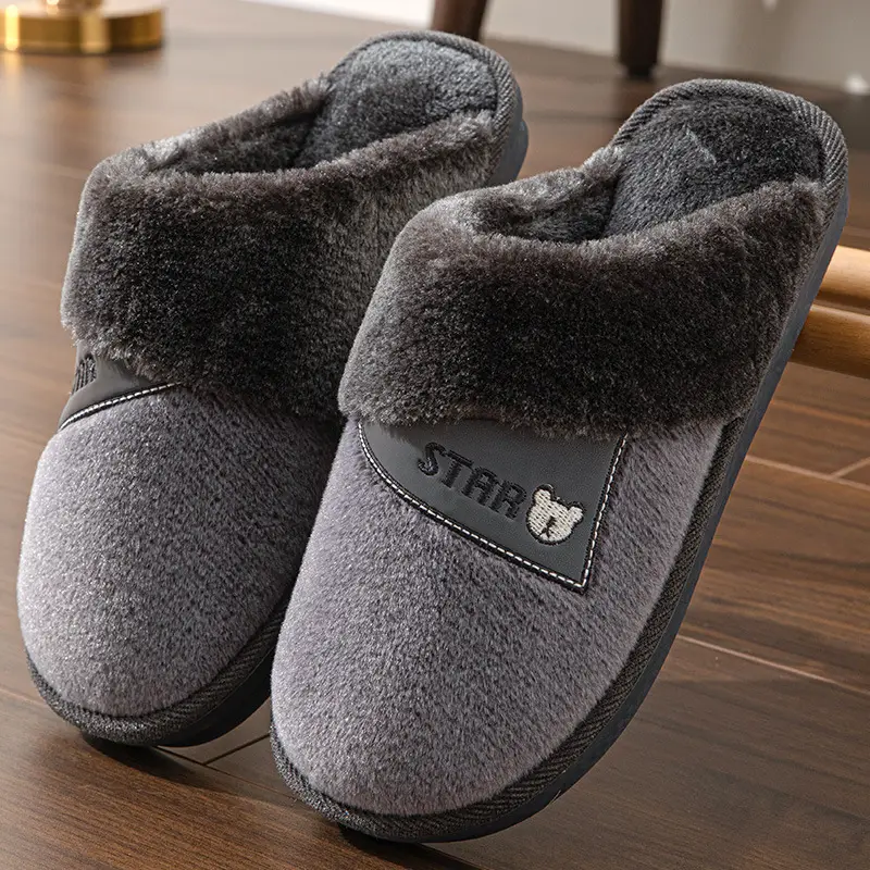 Men's Cotton Slippers with Thick Soles for Home Use, Non-Slip, Wear-Resistant, Fleece-Lined, Warm, Outdoor Couple Slippers, Wholesale with Heel Cover - Image 2
