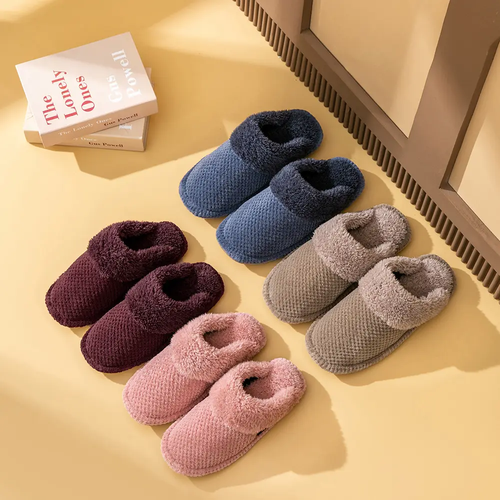 Jingshilu autumn and winter coral fleece thickened bottom fleece-lined warm home indoor household cotton slippers for women Wholesale - Image 8