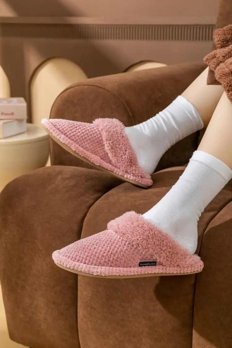 Jingshilu autumn and winter coral fleece thickened bottom fleece-lined warm home indoor household cotton slippers for women Wholesale — feature 9