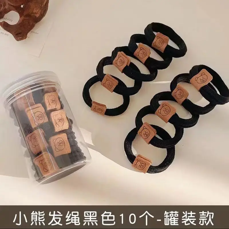 Korean Bear Design High Elastic Hair Bands 10Pcs