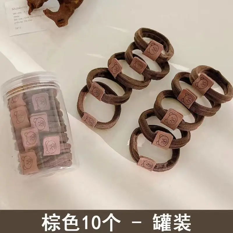 Korean Bear Design High Elastic Hair Bands 10Pcs