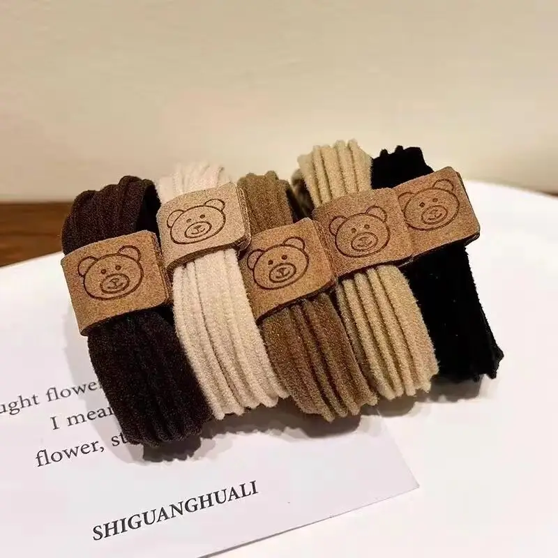 Korean Bear Design High Elastic Hair Bands 10Pcs