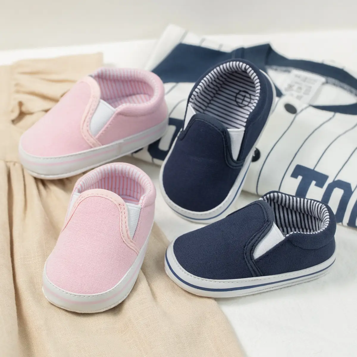 Baby Slip-On Canvas Shoes Navy Blue 0-1 Years