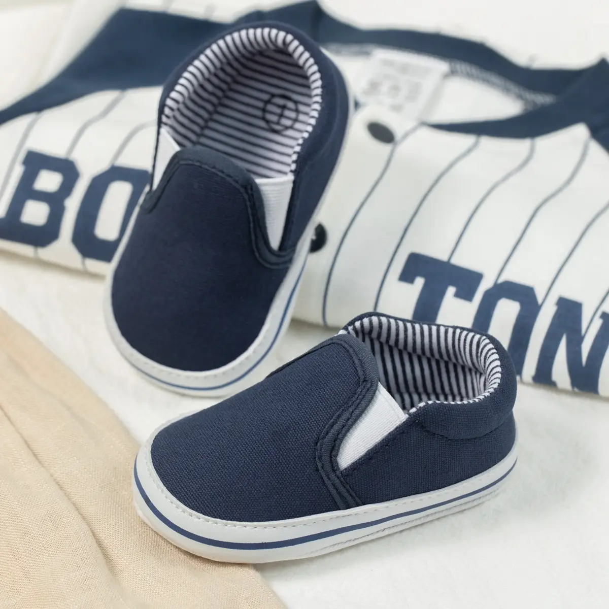 Baby Slip-On Canvas Shoes Navy Blue 0-1 Years — feature 13