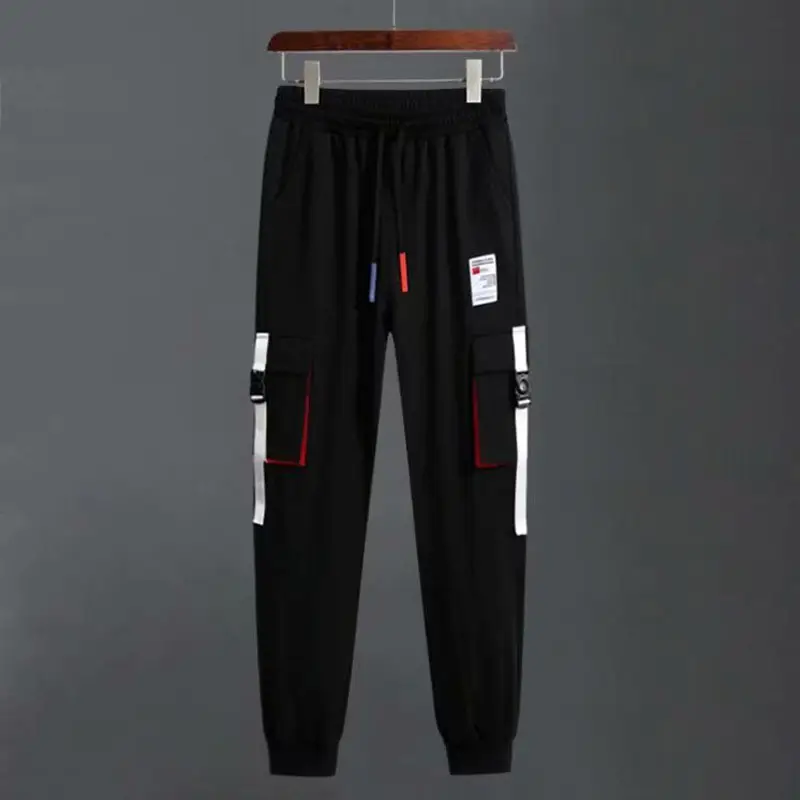Men Black Cargo Pants with Color Accents - Image 5