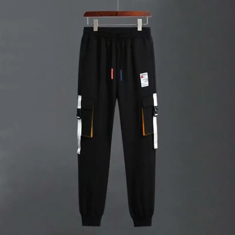 Men Black Cargo Pants with Color Accents - Image 6