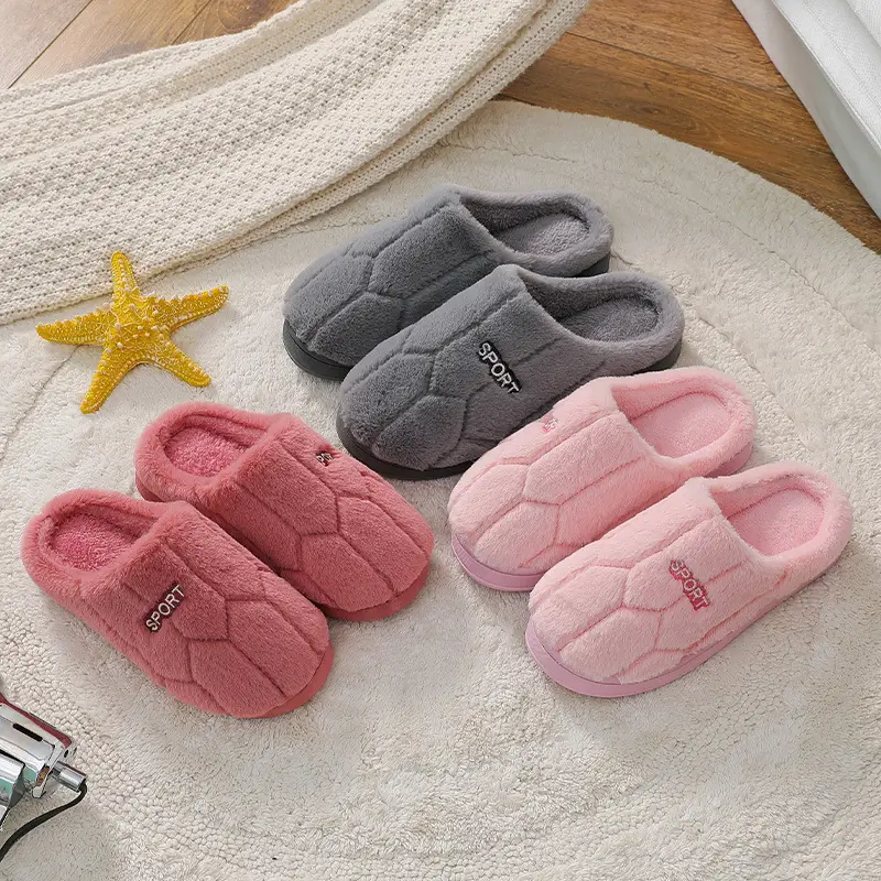 Cotton slippers for women winter home indoor home warm non-slip thick bottom couple new woolen slippers for men autumn and winter - Image 7