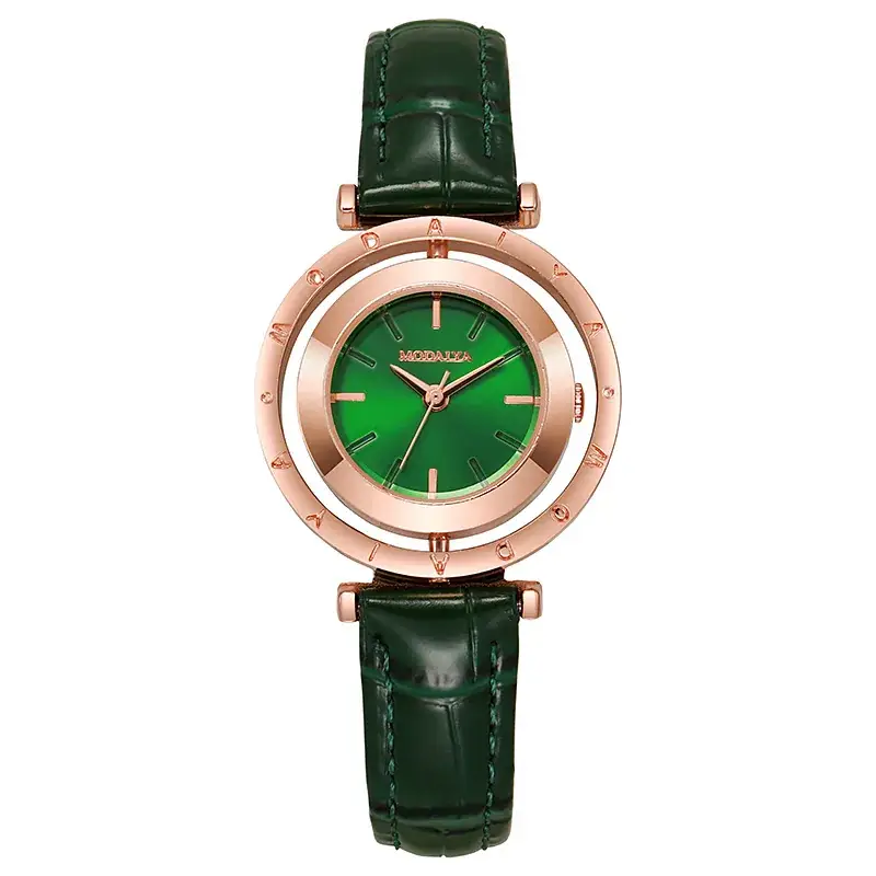 Elegant Women's Watch with Brown Leather Strap & Gold Dial - Image 7