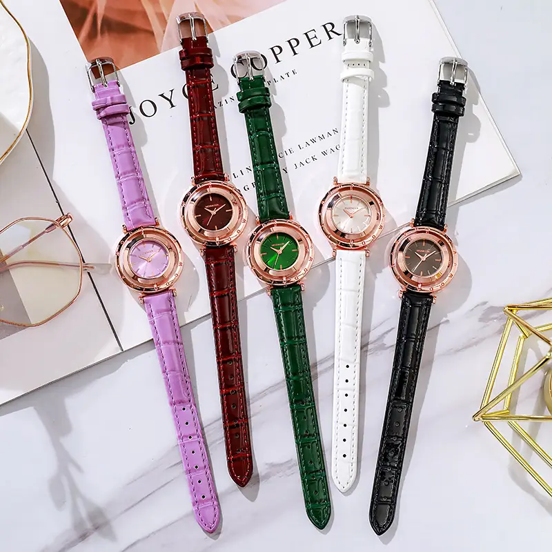 Elegant Women's Watch with Brown Leather Strap & Gold Dial — feature 6