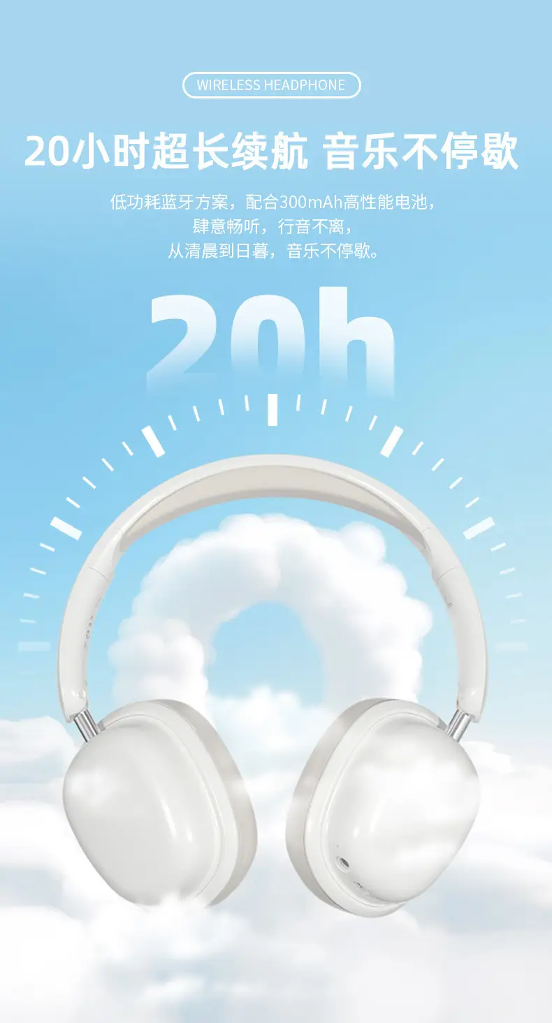 Wireless Bluetooth Game Headset White Long Lasting Battery — feature 16