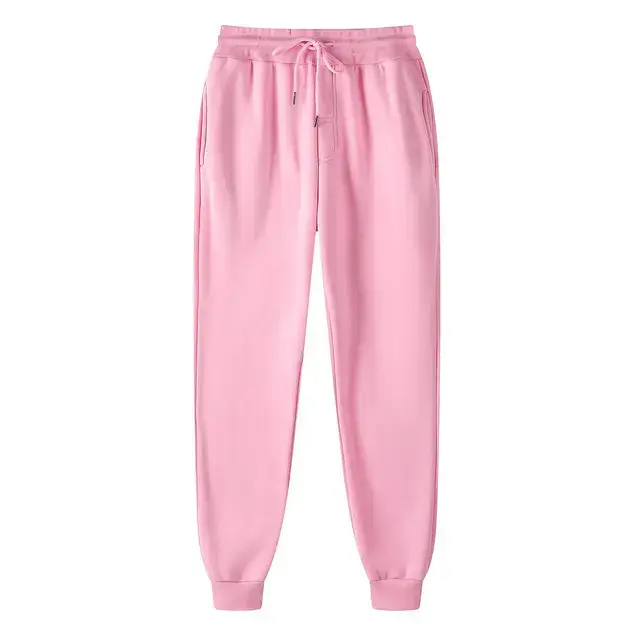 Men Pink Fleece Sweatpants Slim Fit Casual - Image 4