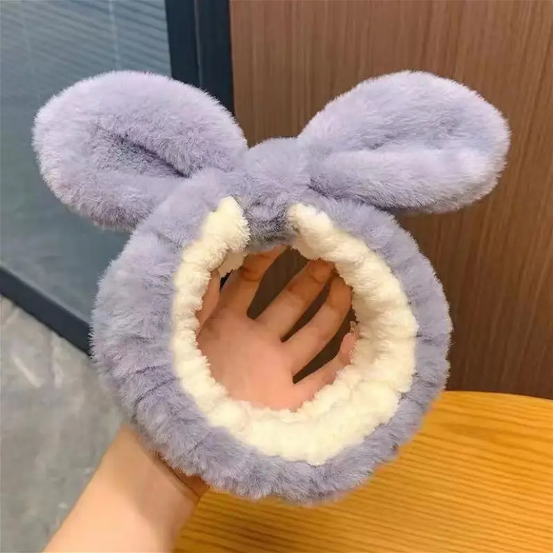 Cute Rabbit Ear Hair Bands for Girls Plush Winter Bow — feature 4