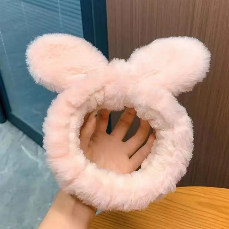 Cute Rabbit Ear Hair Bands for Girls Plush Winter Bow — feature 6