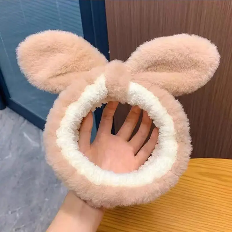 Cute Rabbit Ear Hair Bands for Girls Plush Winter Bow — feature 7