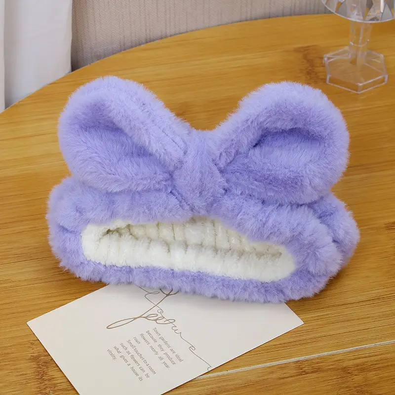 Cute Rabbit Ear Hair Bands for Girls Plush Winter Bow — feature 9