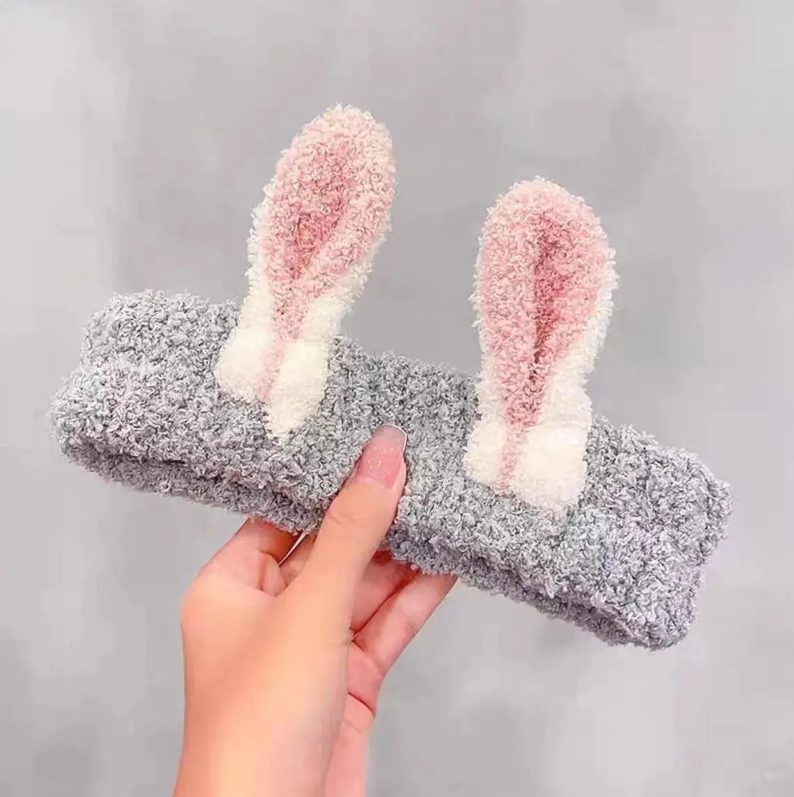 Cute Rabbit Ear Hair Bands for Girls Plush Winter Bow - Image 13