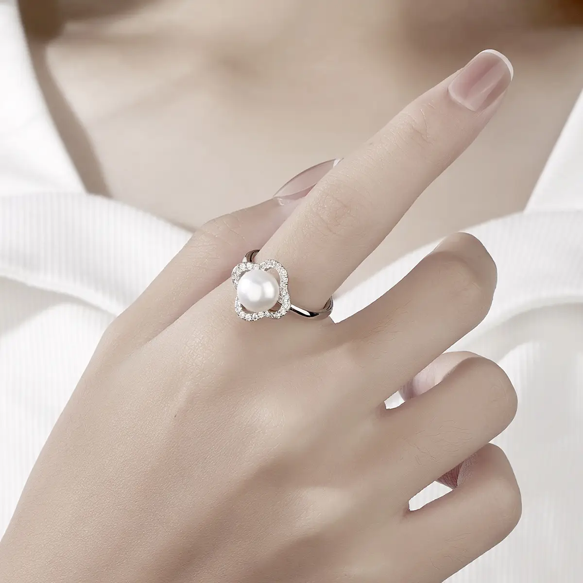 Women's Adjustable Pearl Zircon Ring 2025 New
