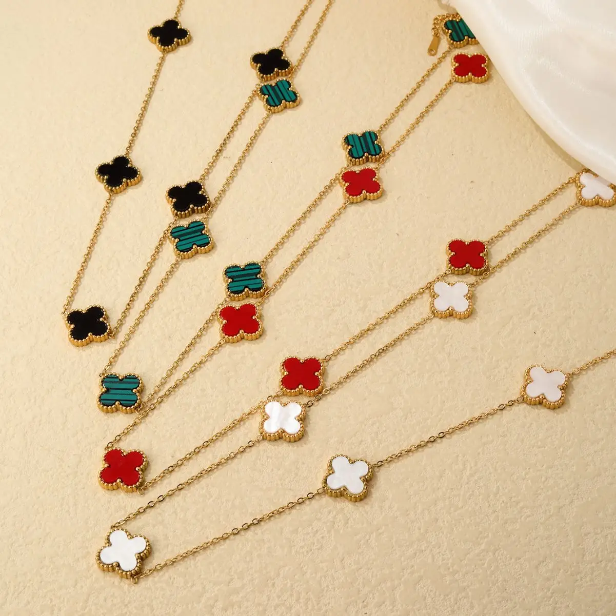 Women's Clover Necklace Crossbody Jewelry Set - Image 5