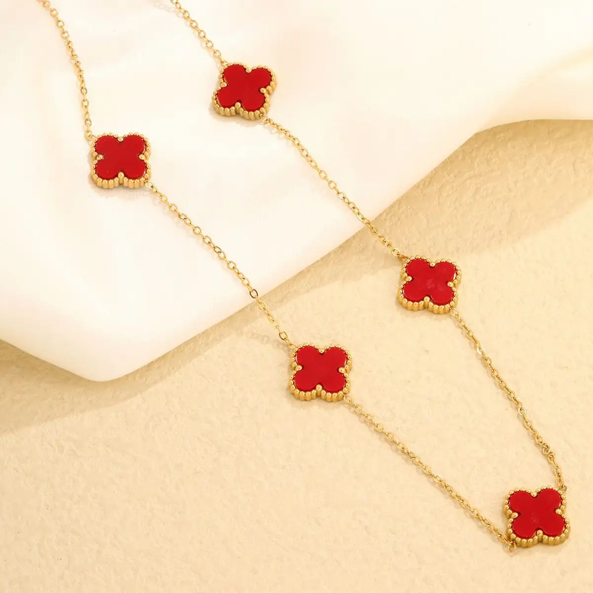 Women's Clover Necklace Crossbody Jewelry Set - Image 6